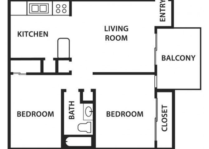 2x1 floor plan at Canyon Vista Apartments in Albuquerque, NM
